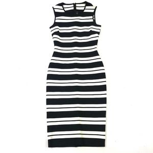 St. John Striped Bodycon Stretch Knee Length Dress Size 2